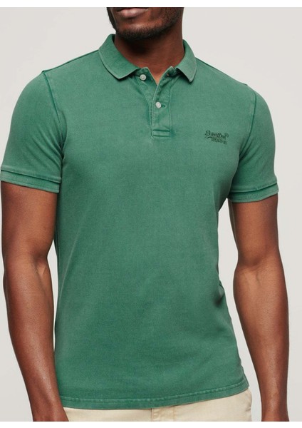 Düz Yeşil Erkek Polo T-Shirt M1110345A2LU_VINT Destroy Polo