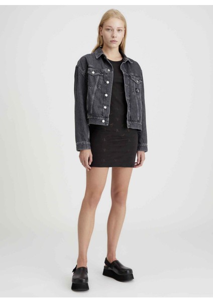 Antrasit Kadın Denim Ceket Boxy Denım Jacket