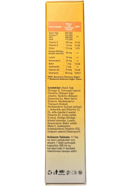 Proofeye Lutein, Zeaksantin, Resveratrol ,omega3 Takviye Edici Gıda 30 Kapsül fiyatları