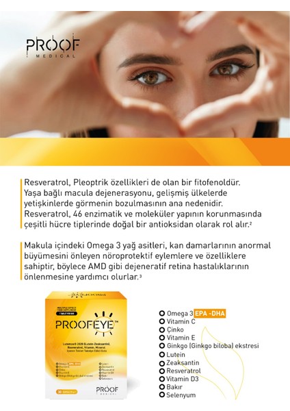 Proofeye Lutein, Zeaksantin, Resveratrol ,omega3 Takviye Edici Gıda 30 Kapsül modelleri
