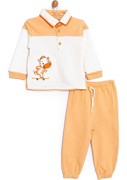 Yenidoğan Inek Baskılı Erkek Sweatshirt Patiksiz Alt 2'li Takım Erkek Bebek