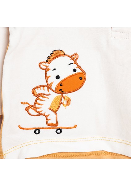 Yenidoğan Inek Baskılı Erkek Sweatshirt Patiksiz Alt 2'li Takım Erkek Bebek
