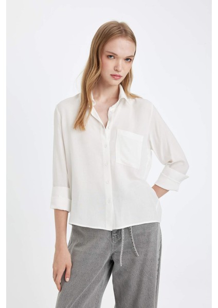 Regular Fit Basic Düz Düğmeli Uzun Kollu Gömlek N2518AZ24AU