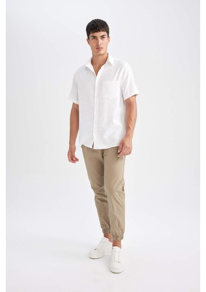 %100 Pamuk Yazlık Jogger Pantolon Basic Düz Beli Bağcıklı Cepli Lastikli Paça D7782AX24AU modelleri