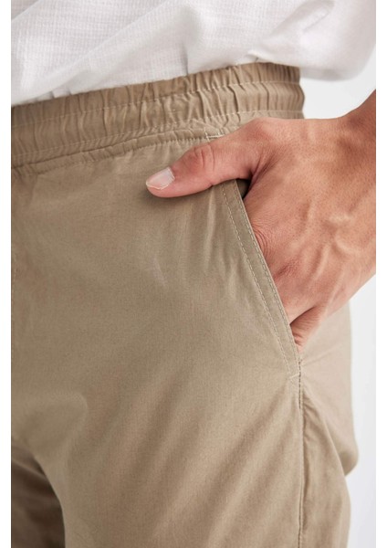 %100 Pamuk Yazlık Jogger Pantolon Basic Düz Beli Bağcıklı Cepli Lastikli Paça D7782AX24AU indirimleri