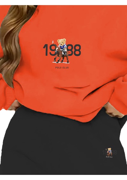 Eşofman Takımı Oversize 1988 Baskılı Eşofman Takımı,sevgili,çift Kombini Turuncu