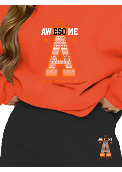 Eşofman Takımı Oversize Avesome Baskılı Eşofman Takımı Turuncu modelleri