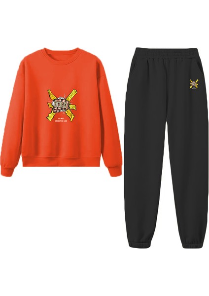 Eşofman Takımı Oversize Bold Baskılı Eşofman Takımı Turuncu indirimleri