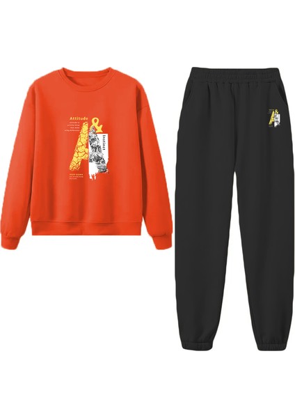 Eşofman Takımı Oversize Deepdown Baskılı Eşofman Takımı,sevgili,çift Kombini Turuncu fırsatları