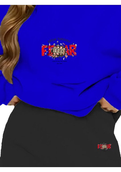 Eşofman Takımı Oversize Break Baskılı Eşofman Takımı Lacivert indirimleri