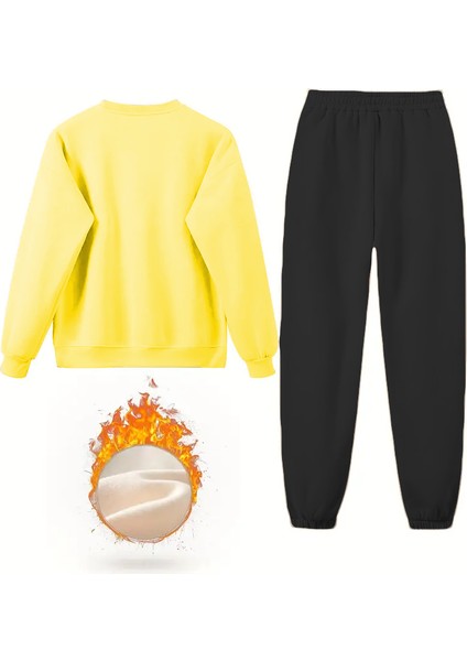 Eşofman Takımı Oversize Chill 89 Baskılı Eşofman Takımı,sevgili,çift Kombini Sarı fırsatları