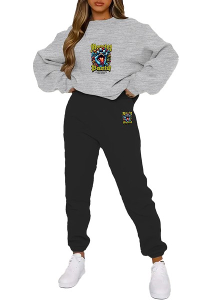 Eşofman Takımı Oversize Mythicalchymera Baskılı Eşofman Takımı,sevgili,çift Kombini Beyaz