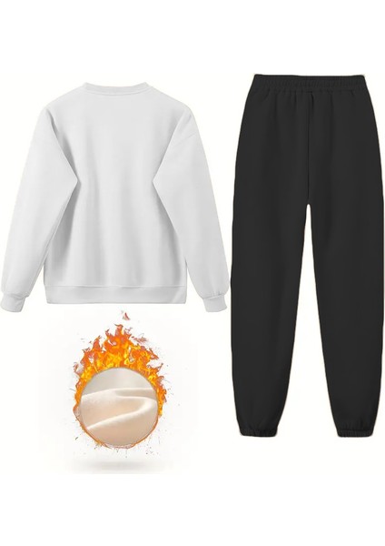 Eşofman Takımı Oversize Icehell Baskılı Eşofman Takımı,sevgili,çift Kombini Beyaz modelleri