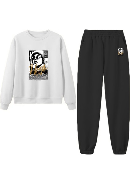 Eşofman Takımı Oversize Icehell Baskılı Eşofman Takımı,sevgili,çift Kombini Beyaz indirimleri