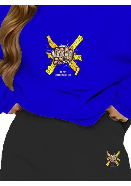 Eşofman Takımı Oversize Bold Baskılı Eşofman Takımı Lacivert modelleri