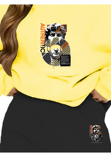 Eşofman Takımı Oversize Authenic Baskılı Eşofman Takımı Sarı