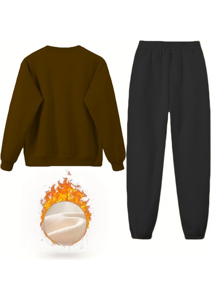 Eşofman Takımı Oversize Playhard Baskılı Eşofman Takımı,sevgili,çift Kombini Kahverengi modelleri