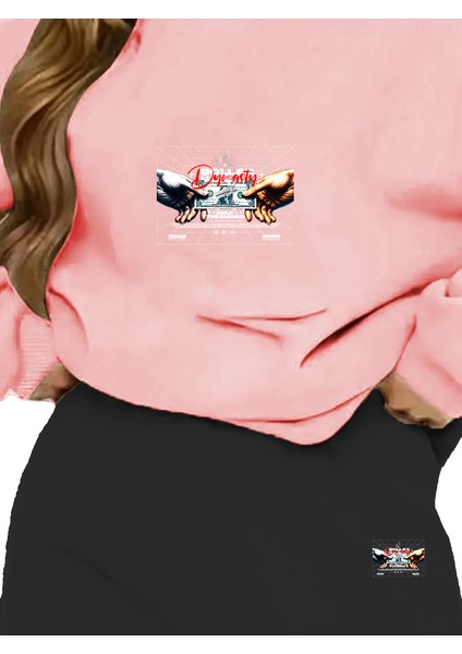 Eşofman Takımı Oversize Dollardynasty Baskılı Eşofman Takımı,sevgili,çift Kombini Pembe modelleri