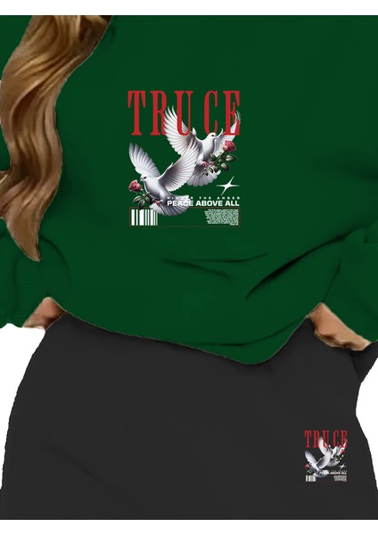 Eşofman Takımı Oversize Dovegraphic Baskılı Eşofman Takımı Yeşil modelleri