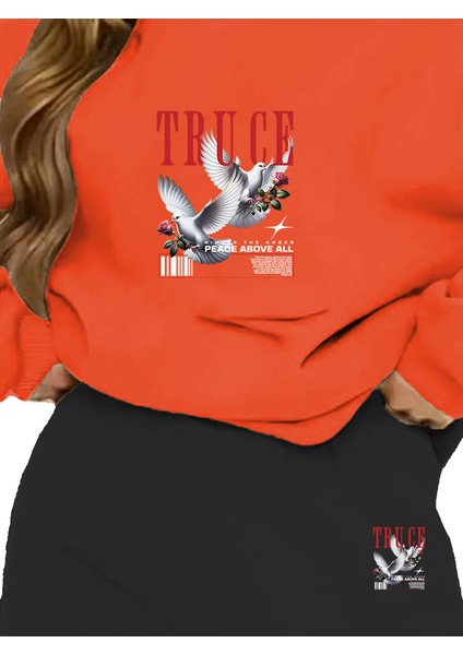 Eşofman Takımı Oversize Dovegraphic Baskılı Eşofman Takımı Turuncu fırsatları