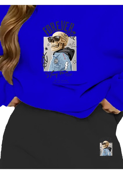 Eşofman Takımı Oversize Forevercool Baskılı Eşofman Takımı,sevgili,çift Kombini Lacivert modelleri