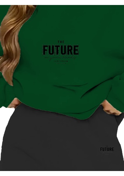 Eşofman Takımı Oversize Future Baskılı Eşofman Takımı,sevgili,çift Kombini Yeşil modelleri