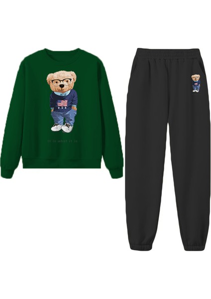 Eşofman Takımı Oversize Uselessstruggle Baskılı Eşofman Takımı,sevgili,çift Kombini Yeşil fiyatları