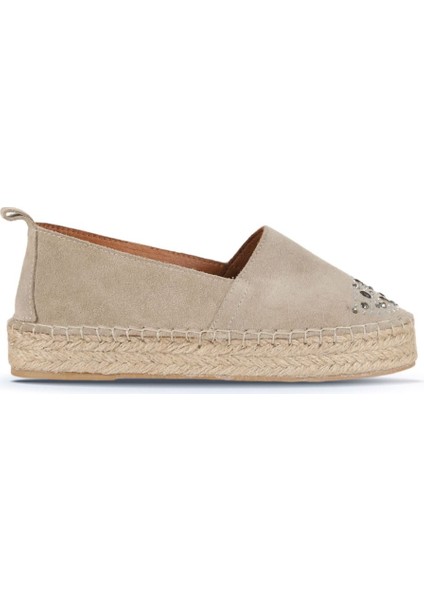 Bueno Shoes Bueno Shoes Bej Süet Kadın Espadril Ayakkabı 14Ws72122 14Ws72122