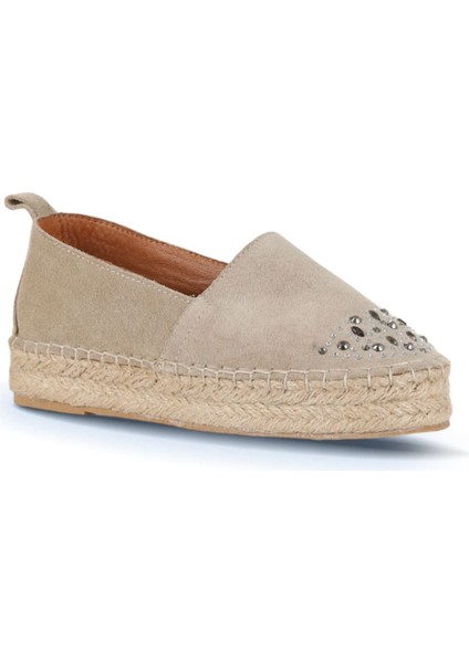 Bueno Shoes Bueno Shoes Bej Süet Kadın Espadril Ayakkabı 14Ws72122 14Ws72122