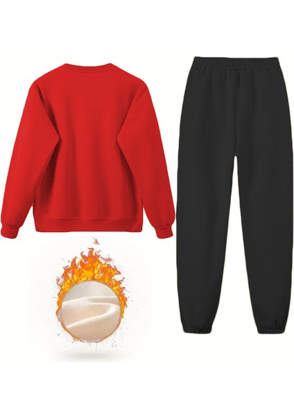 Eşofman Takımı Oversize Sleepmodebear Baskılı Eşofman Takımı,sevgili,çift Kombini Kırmızı modelleri