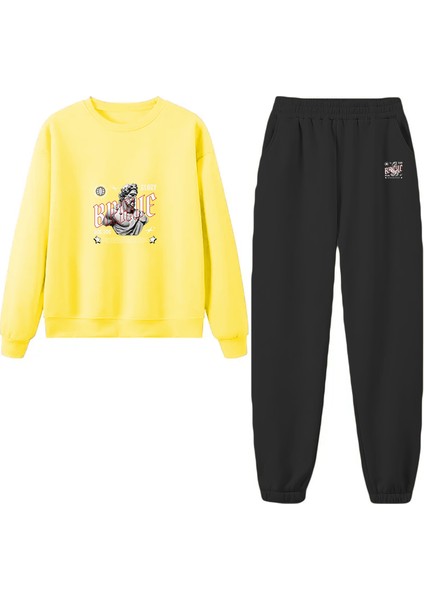 Eşofman Takımı Oversize Selfkontrol Baskılı Eşofman Takımı,sevgili,çift Kombini Sarı fiyatları