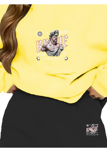 Eşofman Takımı Oversize Selfkontrol Baskılı Eşofman Takımı,sevgili,çift Kombini Sarı indirimleri