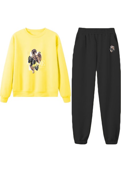 Eşofman Takımı Oversize Lovewhatyoudostreetwear Baskılı Eşofman Takımı,sevgili,çift Kombini Pembe indirimleri