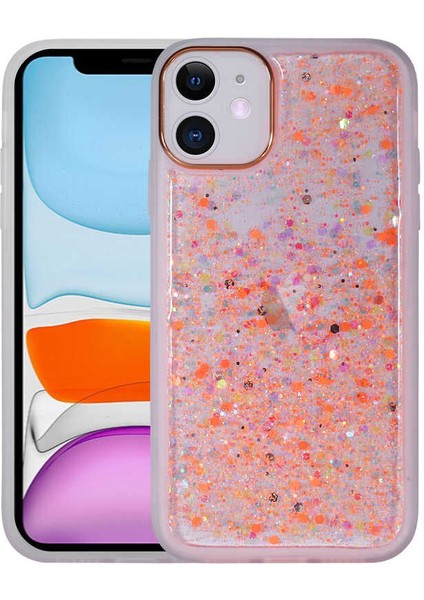 Apple iPhone 11 Kılıf Figürlü Desenli Işıltılı Sert Sos Kapak - No5