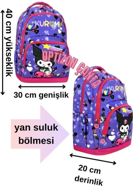 Kuromi Desenli Beşli Çocuk İlkokul Okul Çantası - Termal Beslenme Seti - Kalemlik - Suluk fiyatları