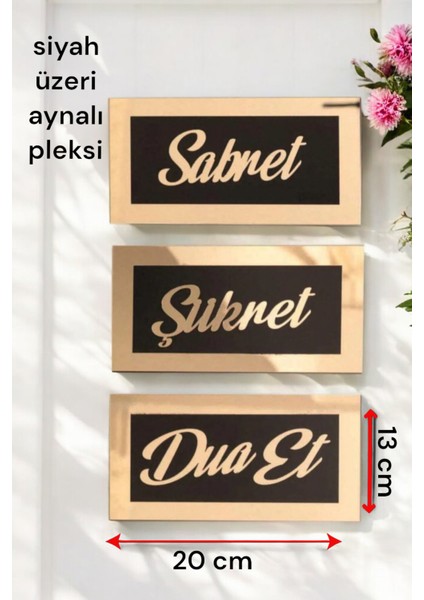 Major Selection Sabret Şükret Dua Et 3'Lü Set Gold - 20x12 Cm