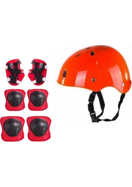 Çocuk Kask Dizlik Dirseklik Eldiven Seti Koruyucu Set Scooter Paten Koruyucu Ful Set