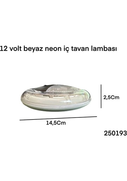 12 Volt Beyaz Neon Iç Tavan Lambası 2 Renk