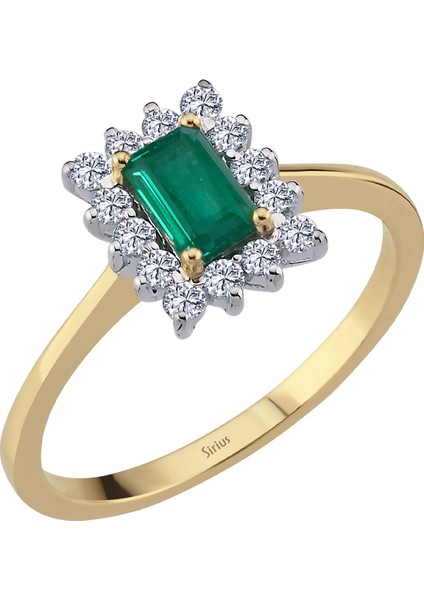 ve Oktagon Kesim Zümrüt Taşlı Anturaj Yüzük 0401R0080