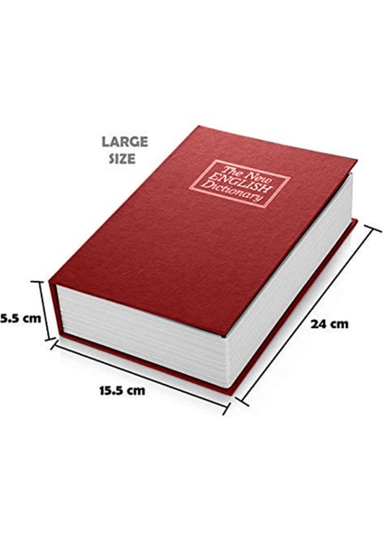 Kitap Şeklinde Siyah Büyük Boy Gizli Güvenlik Kitap Görünümlü Hazine Güvenlik Para Kasası
