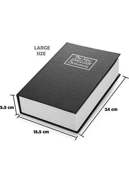 Kitap Şeklinde Siyah Büyük Boy Gizli Güvenlik Kitap Görünümlü Hazine Güvenlik Para Kasası