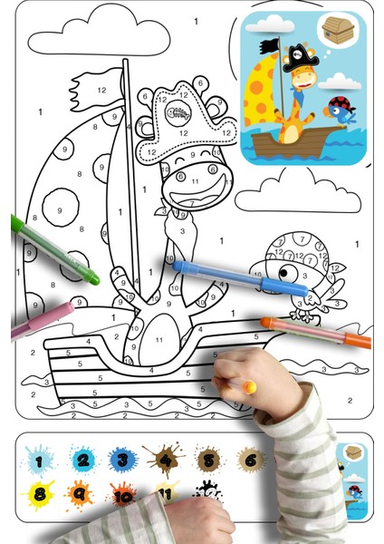 Klavuzlu Kodlamalı Aktivite - Sayılarla Boyama Rulosu - 50+ Boyama Etkinliği Motor Gelişimi 10 Metre fiyatları