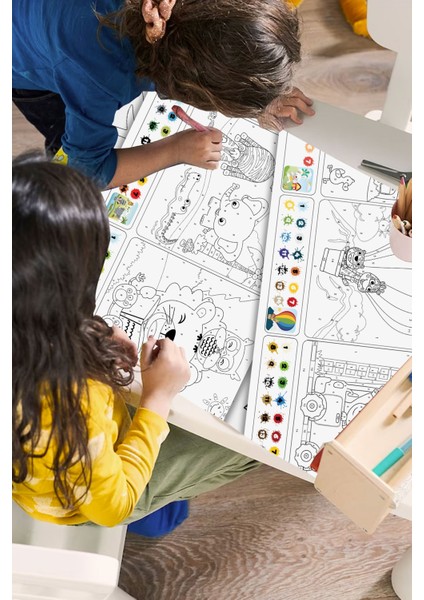 Klavuzlu Kodlamalı Aktivite - Sayılarla Boyama Rulosu - 50+ Boyama Etkinliği Motor Gelişimi 10 Metre modelleri