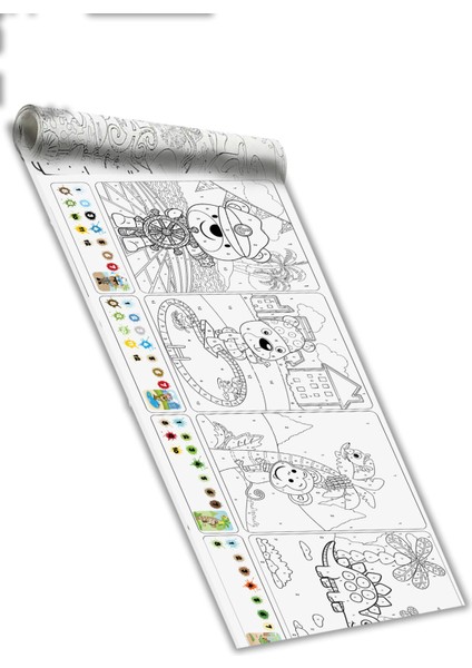 Klavuzlu Kodlamalı Aktivite - Sayılarla Boyama Rulosu - 50+ Boyama Etkinliği Motor Gelişimi 10 Metre fırsatları