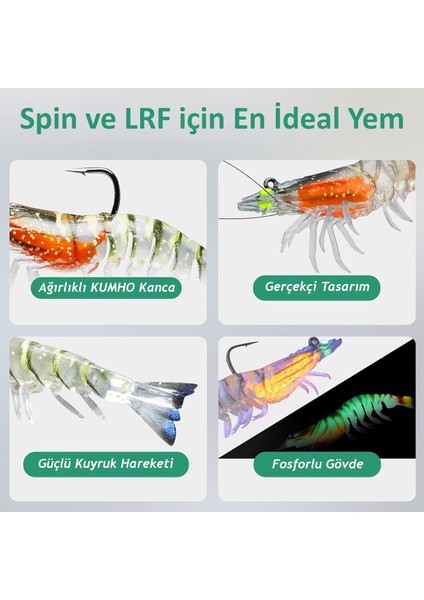 3 Adet Silikon Karides Balık Yemi 9cm 11.5gr Gerçekçi Levrek Katili Yem Lrf Spin