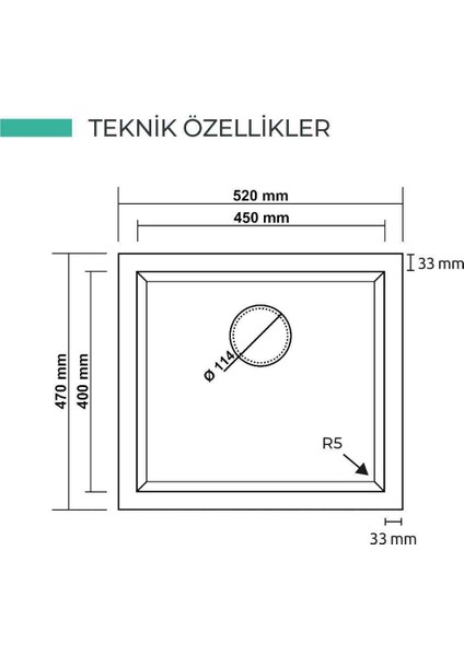 K005 Gordıon 52 Granit Eviye (520 × 470)