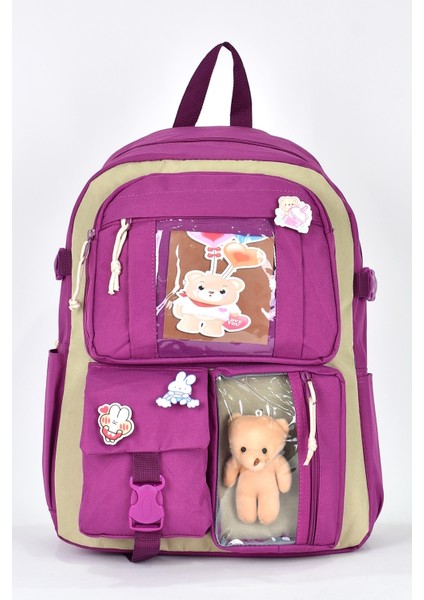 Ortopedik Lüks Kumaş Unisex Çok Gözlü Çocuk Ilkokul Sırt Çantası 1480