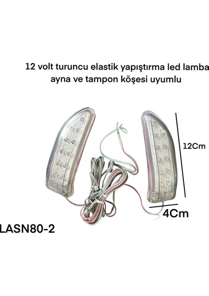 12 Volt Turuncu Ayna ve Tampon Köşesi Elastik LED  Sinyal Lambası