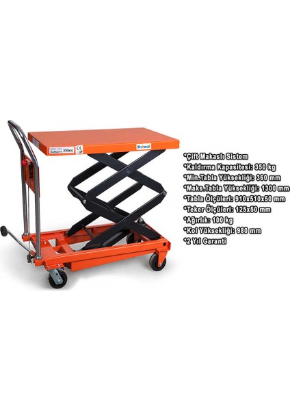 350 kg Çift Makaslı Kalıp Taşıma Arabası Yük Platformu