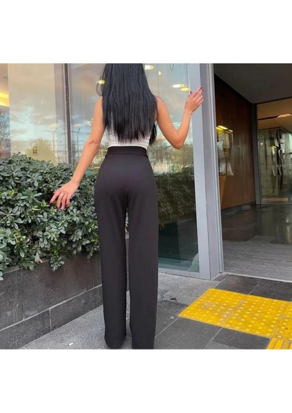 Trend Cırtlı Palazzo Pantalon Likralı